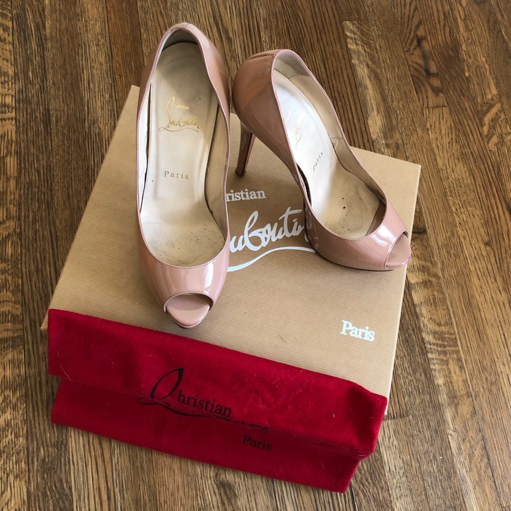 Christian Louboutin Nude Lady Peep 150 Patent Calf - Picture 2 of 9